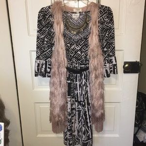 Super cute tribal type print empire cut b&w dress
